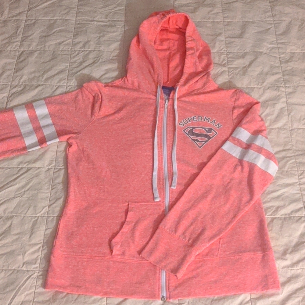 Superman women's pink & white hoodie